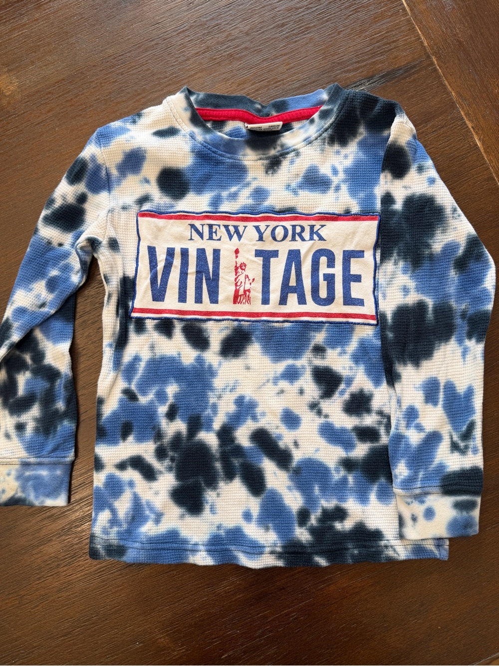 New York Vintage Tie-Dye Long Sleeve Kids Size 5 NY State License Plate